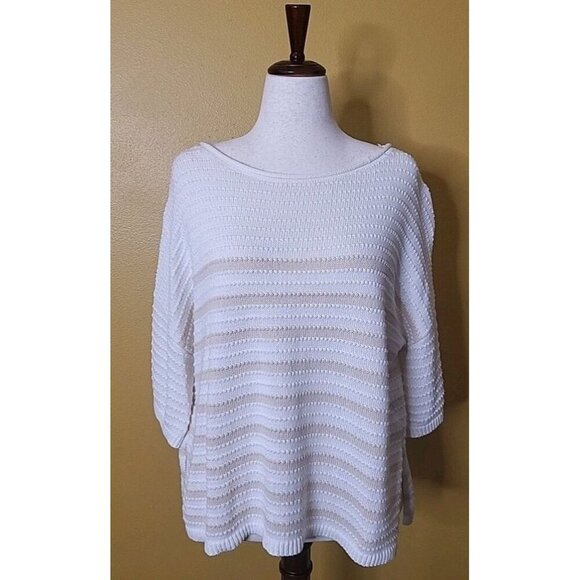 Time and True Sweater Short Sleeved Cotton Womens Small Striped Loose Fit EUC - Picture 1 of 10